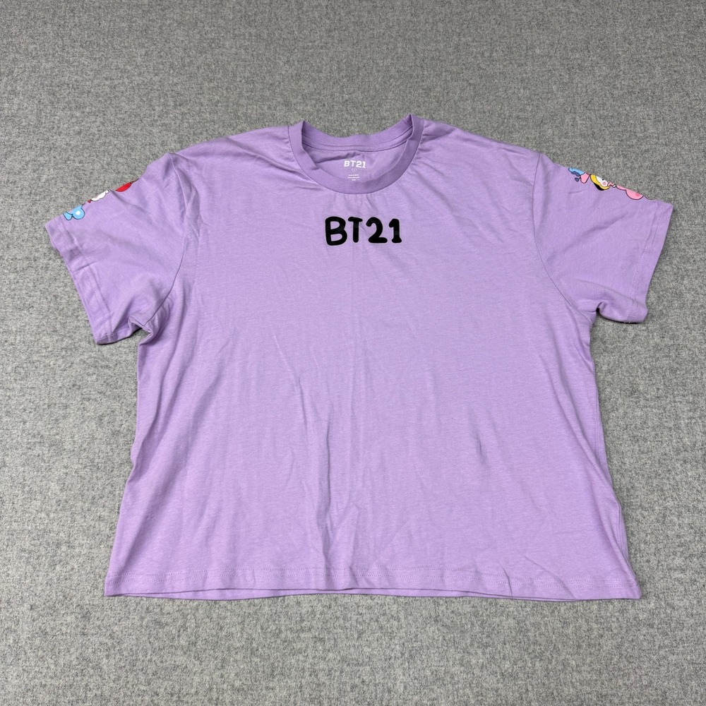 BT21 | Graphic T-Shirt | Large | Purple | Sleeve Character Hearts K-Pop Tee